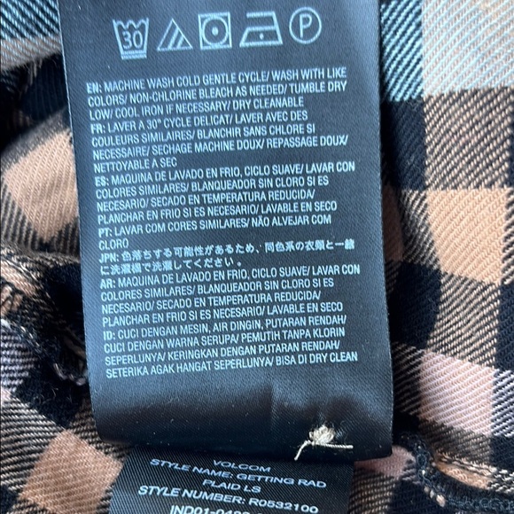 Volcom Kids Checkered Shirt - Blue, Brown, and Black - Picture 11 of 13